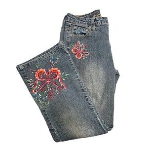 Arizona Children's Butterfly Embroidered Denim Jeans
